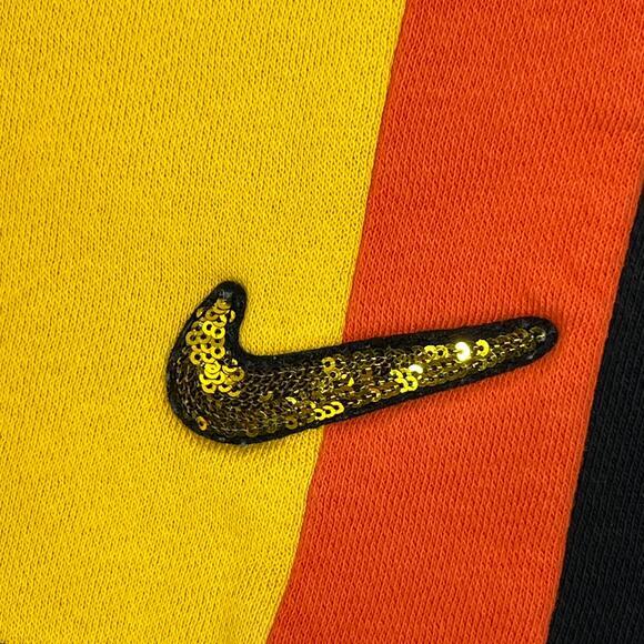 Nike Rayguns Fleece Shorts Boys XS Black Orange Yellow Sequins Spellout Summer - Picture 4 of 8